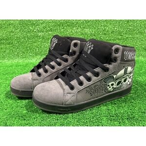 WORLD INDUSTRIES Havoc - Men's Bones Skull Gray Leather Skate Shoes - Size 10